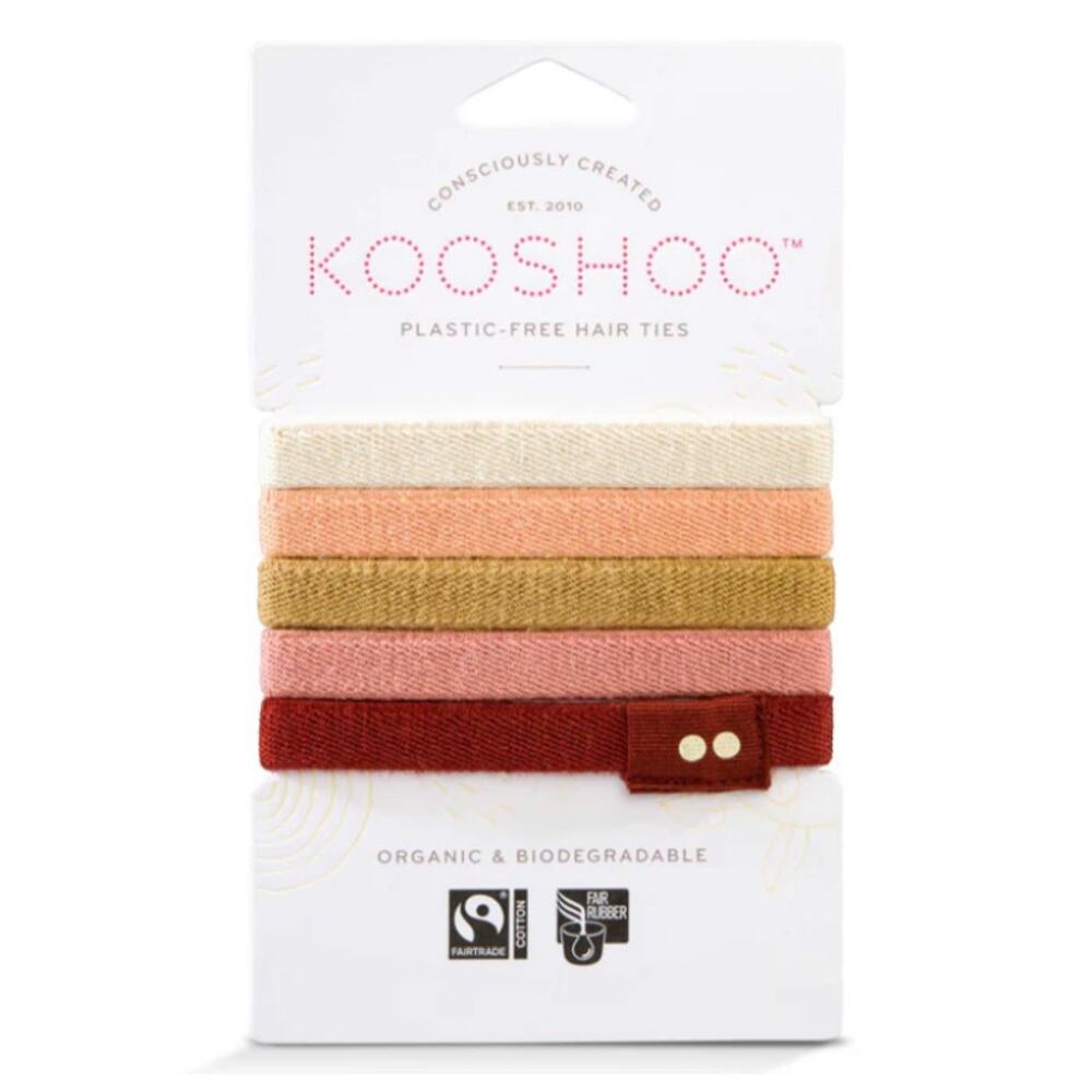 Kooshoo Hair Ties Organic Cotton Plastic-Free Set of 5 Ginger